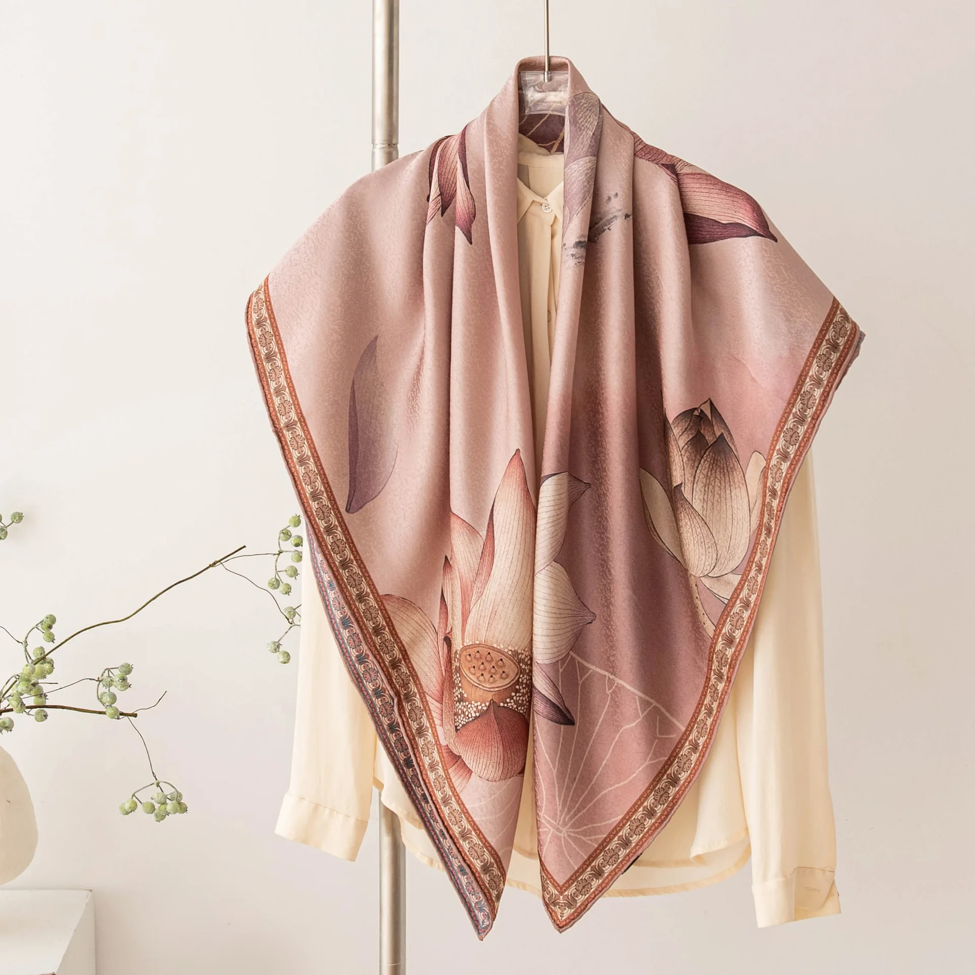 2026 New National Style Snowflake Forged Double Sided Square Scarf Elegant Fashion Versatile Warm Scarf External Shawl
