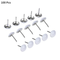 100Pcs White Metal Upholstery Nail Furniture Tack Stud Pushpin Modern Nails Home Accessories 11*17mm Jewelry Case Box Sofa Decor