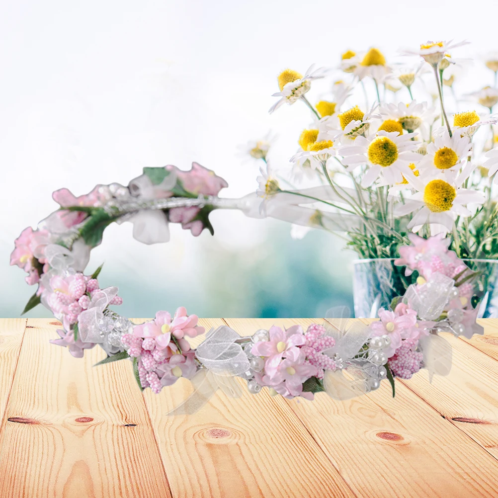 

Fairy Flower Headband Handmade Floral Crown Wreath For Women Girls Festivals Party Graduation Birthday Decoration Pink