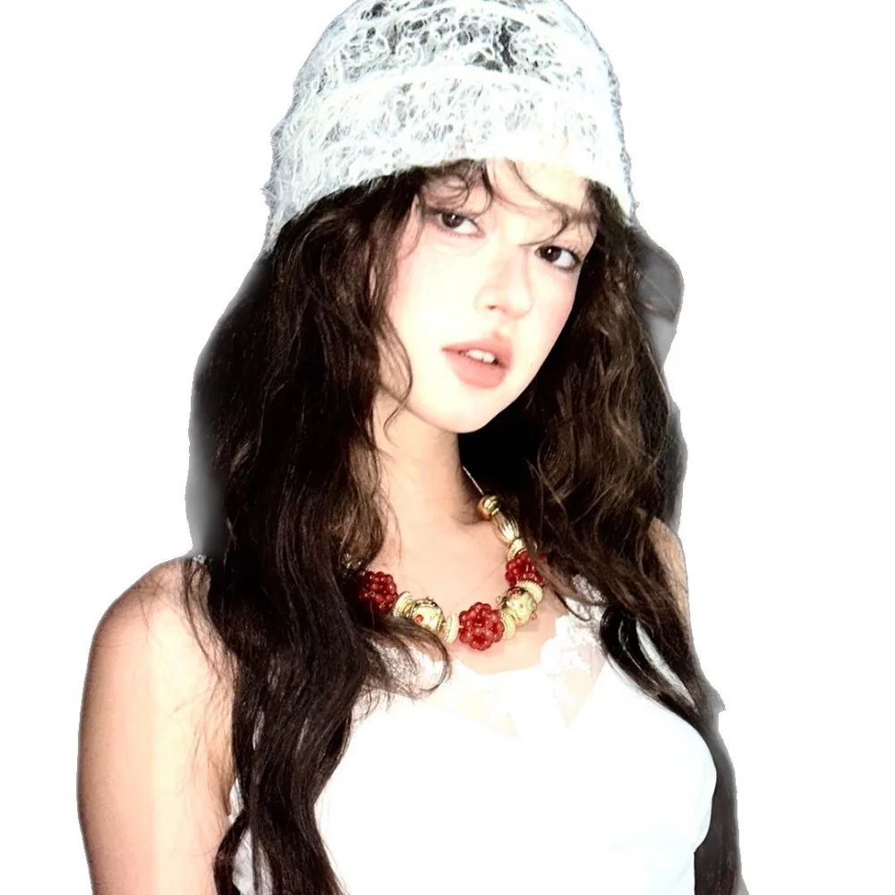 Retro Bridal Lace Hat Exquisite Soft Frayed Edge Lace Beanie Hat Elegant Versatile Style Lace Floral Beanie Hat