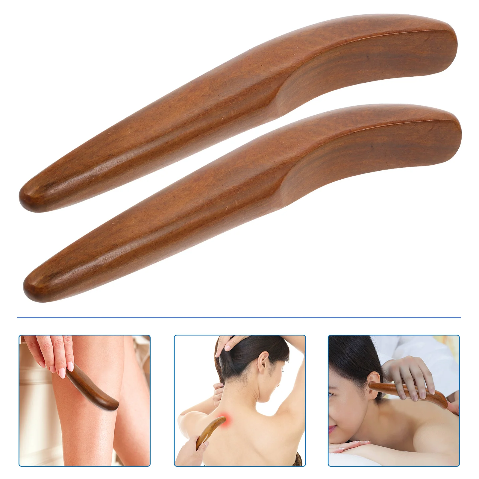 

2Pcs Incense Wood Body Massage Rods Ideal for Scraping Acupoints and Relaxation Light Brown Acupuncture Point Sticks