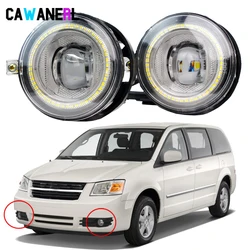 2 X Car Front LED Angel Eye Fog Light Daytime Running Lamp DRL Assembly H10 12V For Dodge Grand Caravan 2005 2006 2007 2008 2009