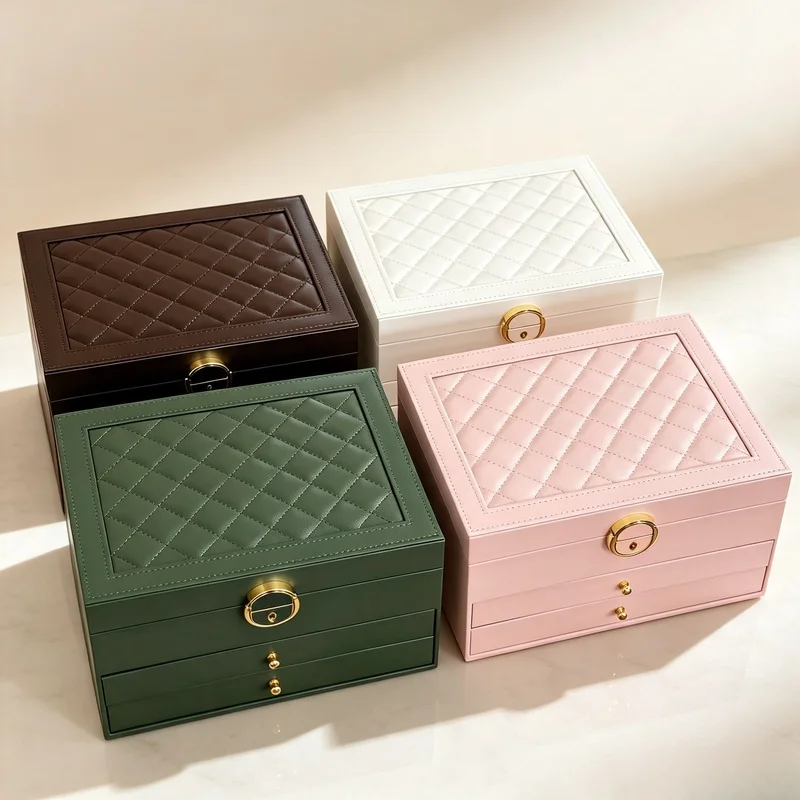 Large Capacity Drawer Type Multi Layer Jewelry Box High End Oxidation Finish Earring Necklace Household Storage Organizer