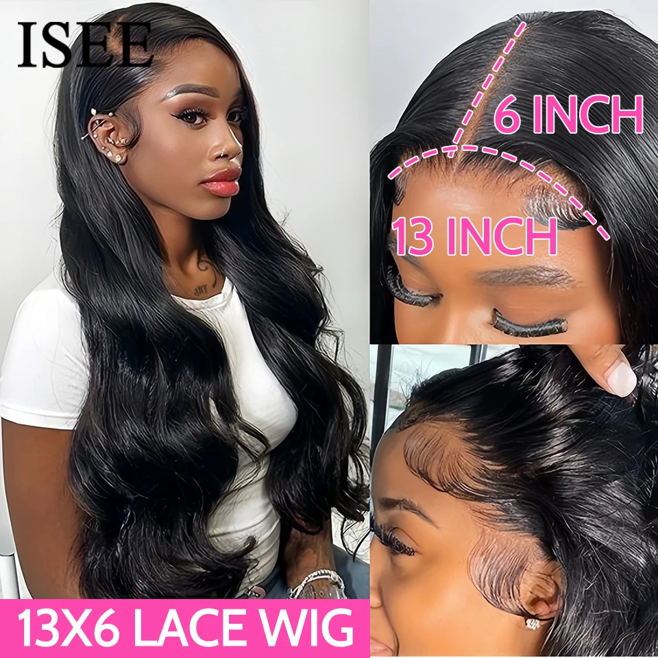 ISEE HAIR 13x6 Body Wave HD Lace Front Human Hair Wigs For Women Brazilian Human Hair Body Wave HD Transparent Lace Frontal Wigs