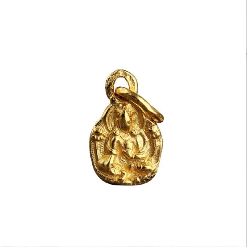 Tibetan Green Tara Small Pendant 100% 925 Silver Gold Plated Tara Charm Good Luck Amulet