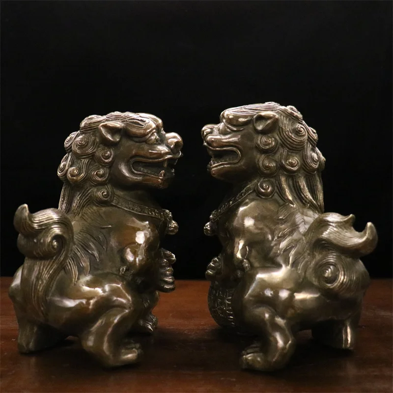 Brass Semi-Vertical Lion Copper Lion Crafts Ornaments