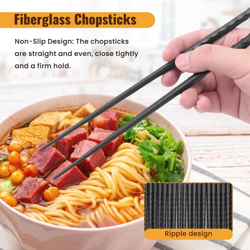 chopsticks Fiberglass Chopsticks Set Reusable Dishwasher-Safe Chopsticks for Home Restaurant Housewarming (10 Pairs)
