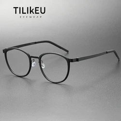Denmark Brand Designer Titanium Glasses Frame Men's Retro Oval Screwless Eyewear 9737 New Optical Prescription Eyeglasses Frame