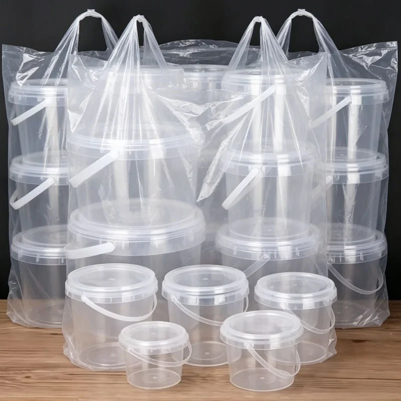 Slime Containers Empty Slime Buckets with Water-Tight Lids and Handle,Plastic Storage Jars Mini Storage for DIY Slime Making
