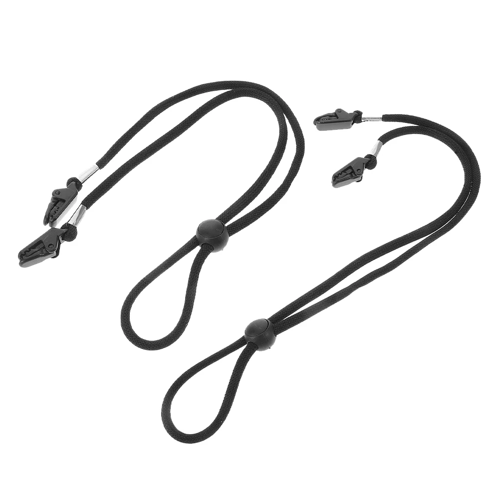 

2 Pcs Hat Wind Cord Baseball Cap Flexible Strap Fisherman's Black Adjustable Chin Travel
