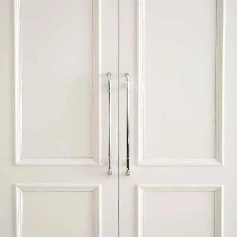 Französischer Mittelalterlicher Stil Silberner Küchenschranktürgriff Möbel-Kleiderschrank Großer Schubladenknopf Messing Doppelloch Langer Griff – Detail 12