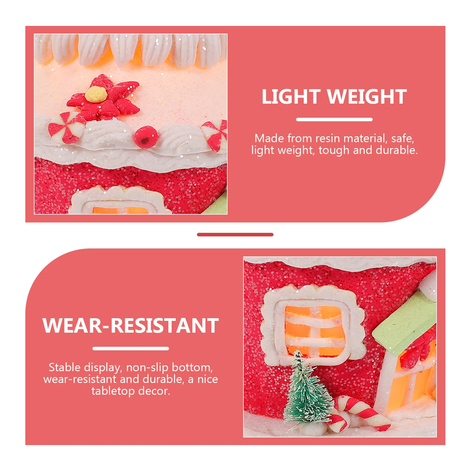 

Christmas Glowing Castle Resin Craft Decoration Xmas Living Room Ornament Desktop Castle Adornment Xmas Style Christmas Supplies