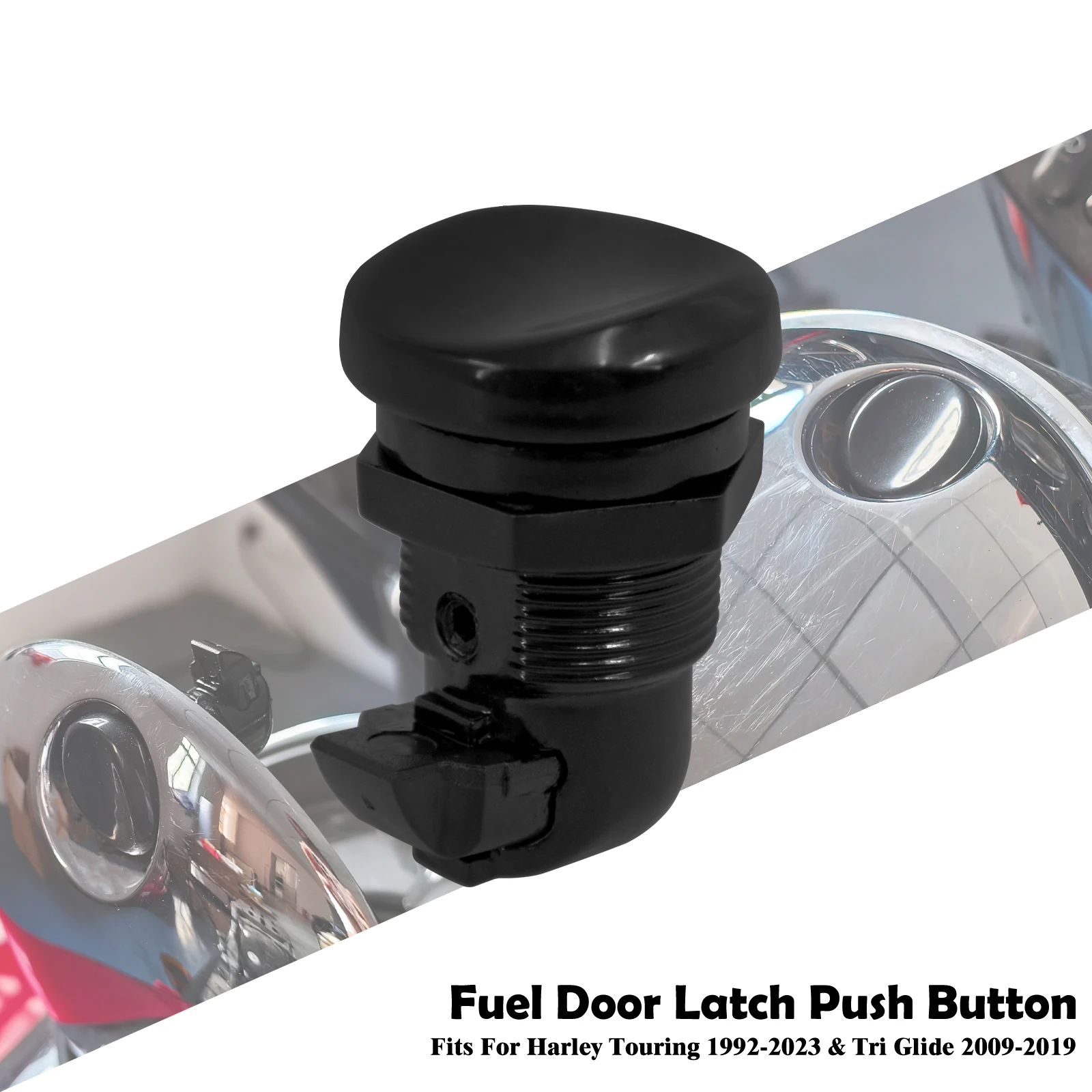 Motorcycle Black Fuel Door Latch Push Button Gas Cap For Harley Touring Street Road Electra Glide FLHT FLHX 1992-2025 - view 2