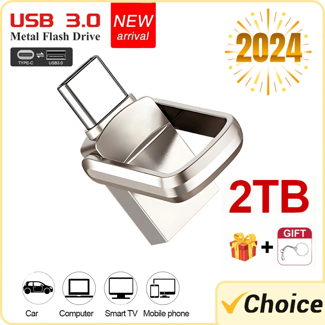 Lenovo 2TB U Drive USB 3.0 1TB 512GB Type-C High Speed Pen Drive Metal Waterproof USB Flash Drives Storage Memoria USB Stick