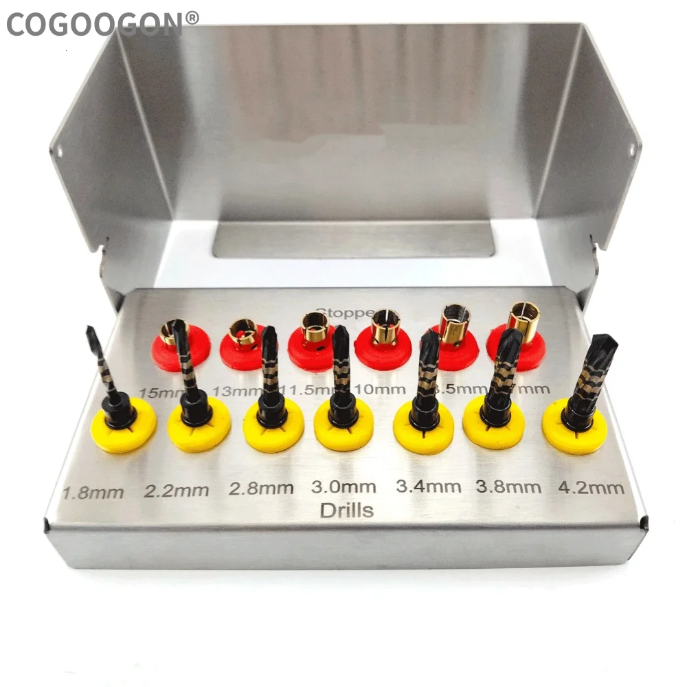 

13Pcs Dental Osseodensification Bur Kit Implant Drill System with Stoppers Black Dental Surgical Tool