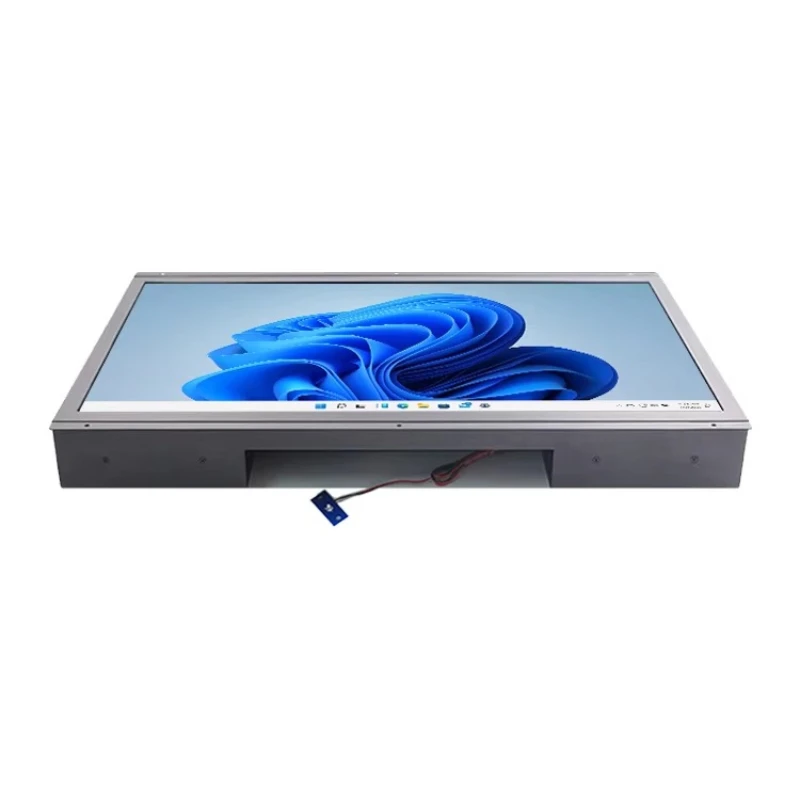 High-brightness wall-mounted industrial open touchscreen displays for outdoor applications