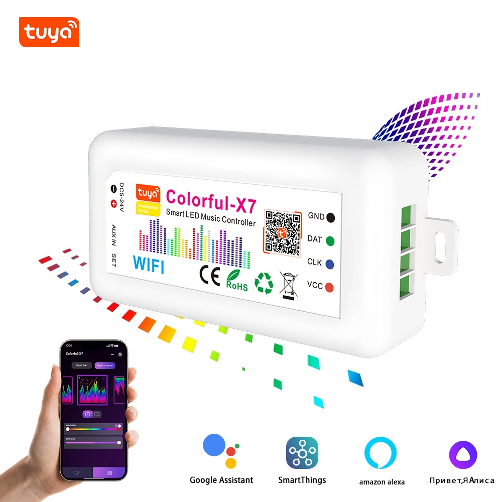 Ws2812B Kontroler oświetlenia Led Rgbic Strip Dc5V-24V wifi Sp107E Muzyka Ws2811 Sk6812 Adresowalny kolorowy — kontroler inteligentnej aplikacji X7