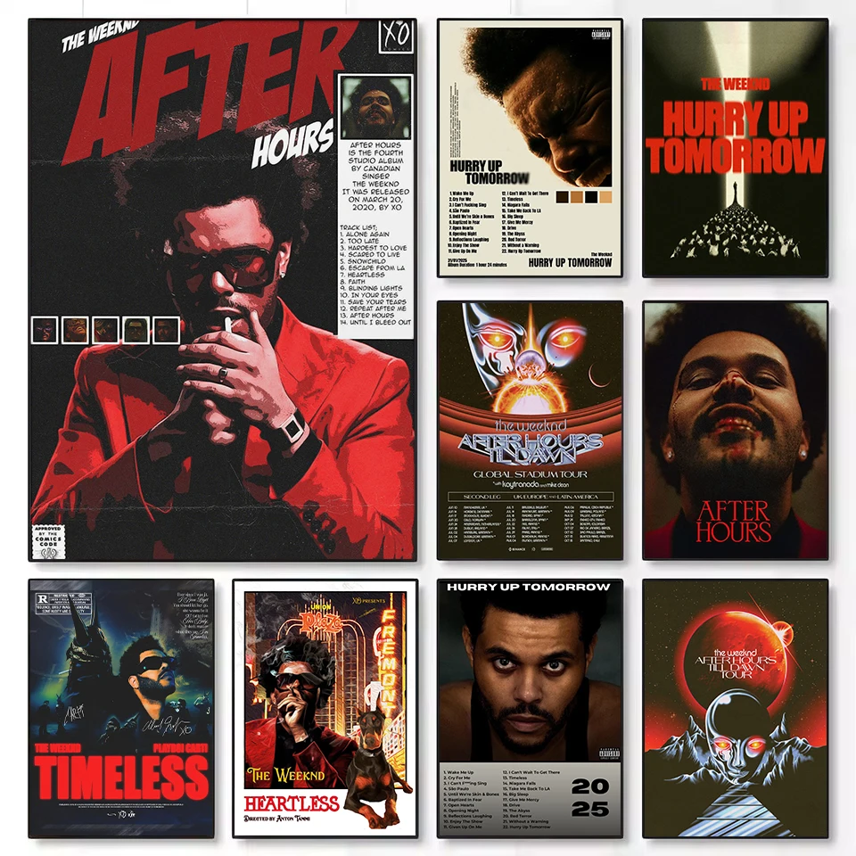 Singer The W-Weeknd Hurry Up Tomorrow 2025 Music Tracklist Nordic Poster Canvas Painting Wall Art Pictures Home Dorm Decor