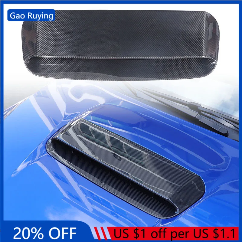 Gao Ruying For Subaru WRX Levorg 22-25 Real Carbon Fiber Car Hood Air Vent Decorative Cover Trim Car Accessories(Manual Version)