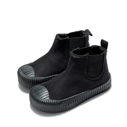 Zapatos de lona de alta calidad para niños, botas cortas con estampado de leopardo, cálidas, de algodón, color verde militar