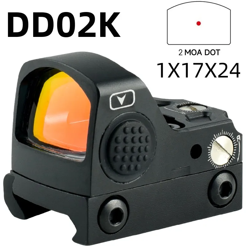 

DD02K Red Dot Sight 2MOA 1x17x24 Riflescope Red Dot Viewfinde Adjustable Zoom Anti Recoil Pistol Glock 17 AR15 9MM 20-22mm Rail