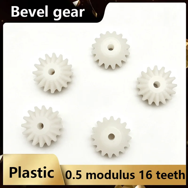 0.5 Module 16 Teeth Plastic Bevel Gear, Pinion Gear, 2.0mm Tight Bore, Transmission Parts for DIY Models, Robots & STEM Projects
