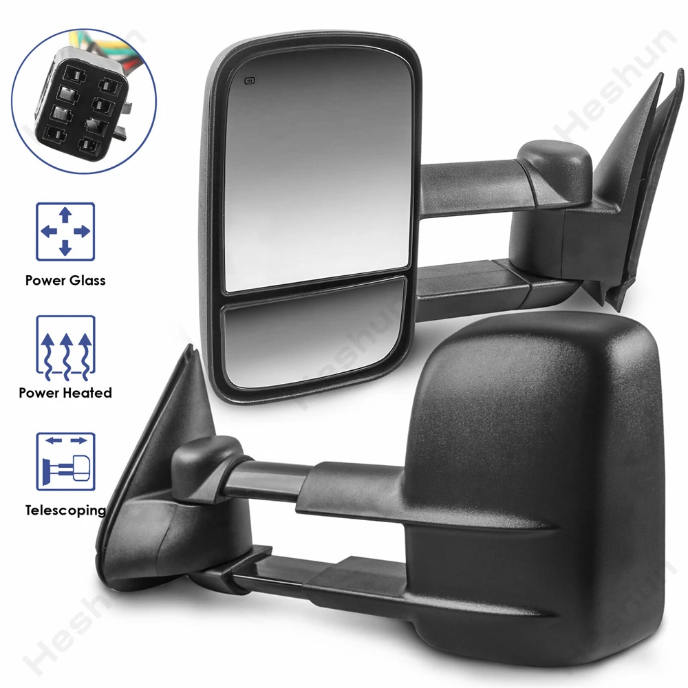 Power Heated Pair Tow Mirrors for 1999 2000 2001 2002 Chevy Silverado Tahoe Suburban GMC Yukon Denali Sierra 1500 2500 3500 HD