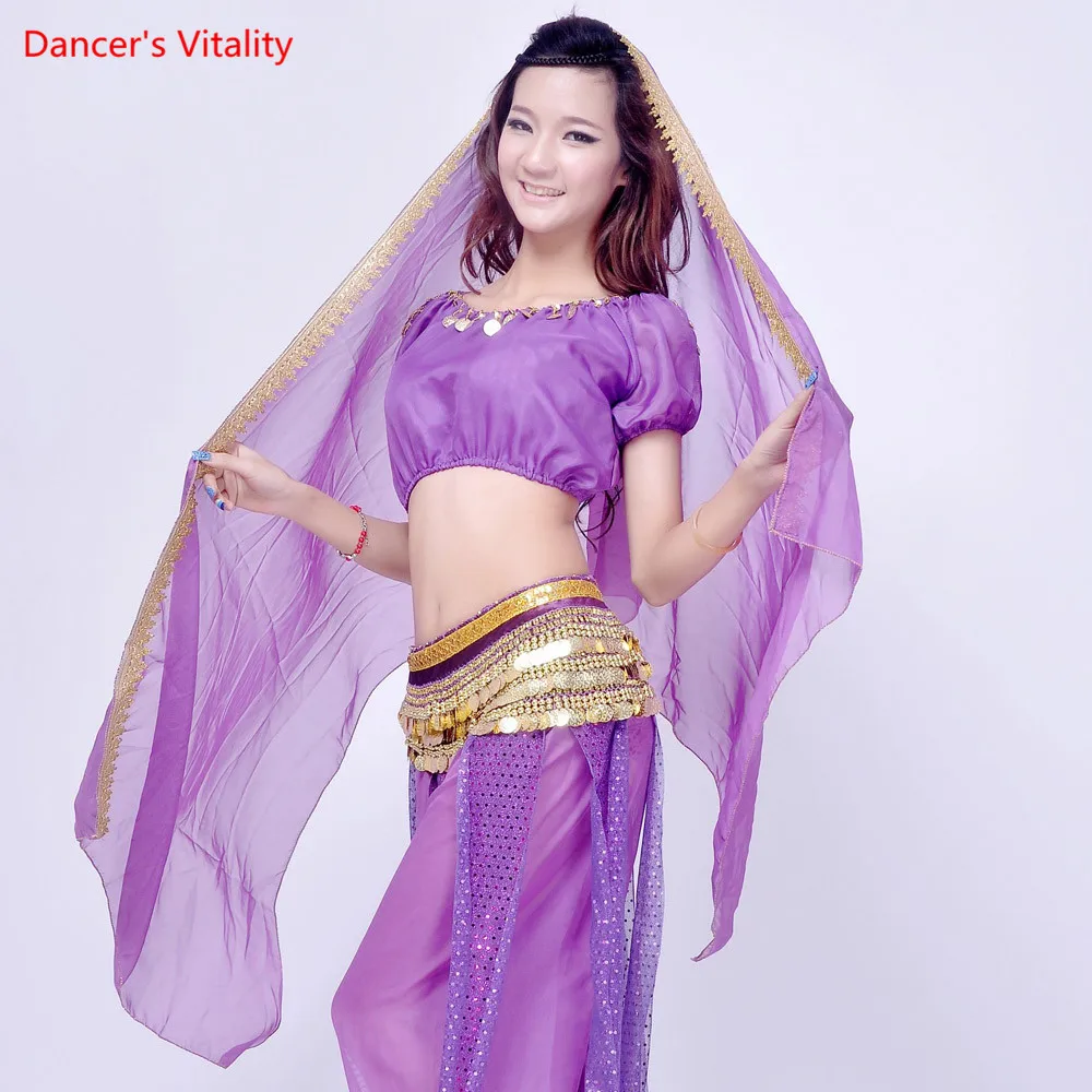 Chiffon Sari Dancewear India Belly Dancing Clothes Head Wrap Scarf Headpiece Bollywood Dance Costume Head Veils