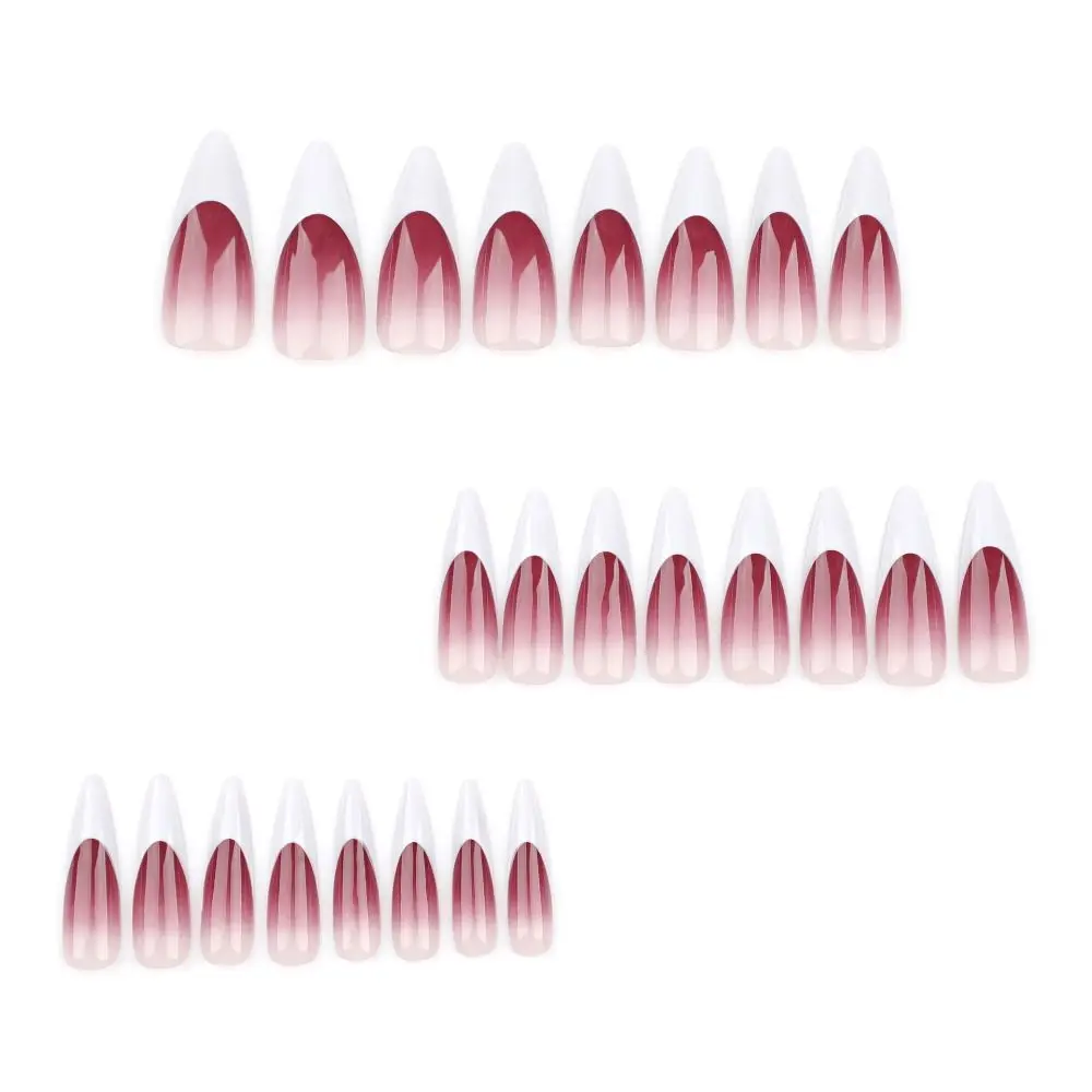24pcs Manicure Lange Amandel Kunstnagels Ballerina Rode Vlam Nep Nials Stiletto Halloween Botten Franse Nail Tips Vrouwen