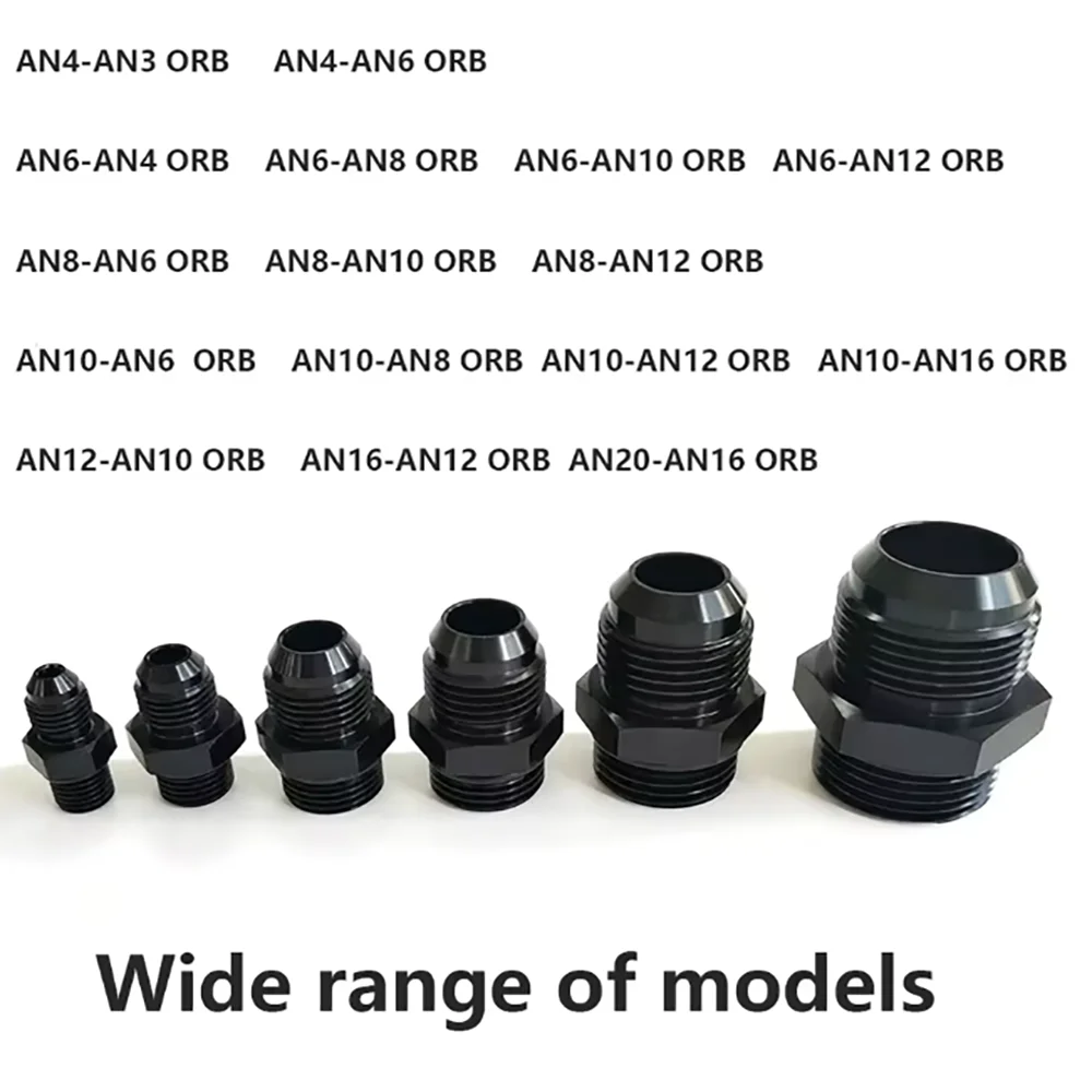 Car Oil Cooling Modification AN4 AN20 ORB Black Aluminum Alloy Oil Cooling Adapter Threaded Oil Pipe Joint