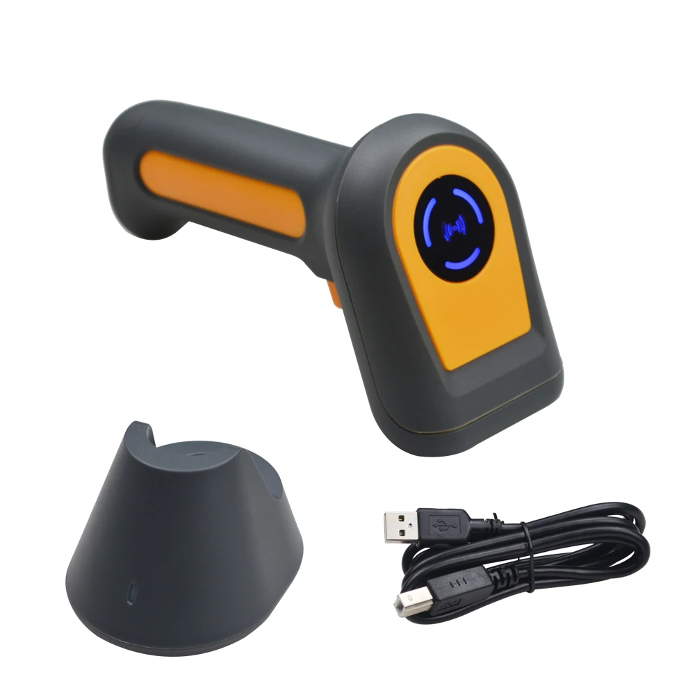 Long Range WIFI Bluetooth Wireless Handheld Scanning 1D 2D QR Code Scanner Cordless Barcode Scanner with Cradle Dock Stand