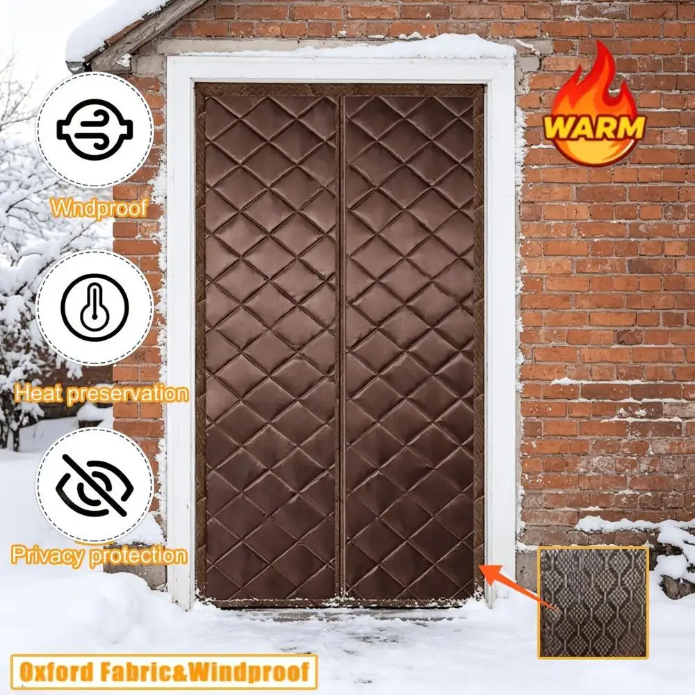 Magnetic Door Curtain, Door Mounted, Thick Polyester Filling, Oxford Fabric, Temporary Insulation, Retains Warm & Cold Air