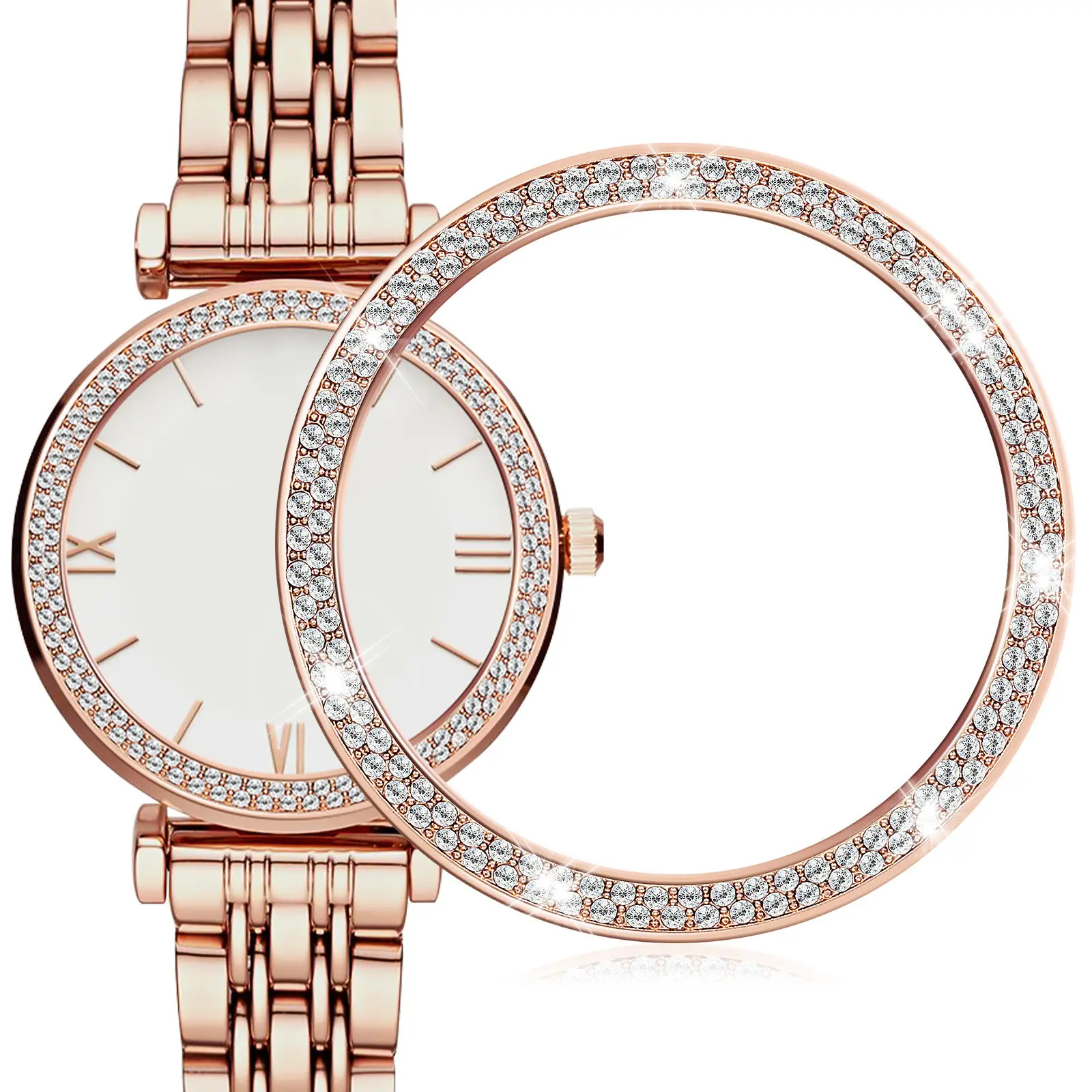 

Watch Case Rhinestone Protective Cover Stylish Bezel Ring Compatible 3 Bling Decorative Case Bumper Screen