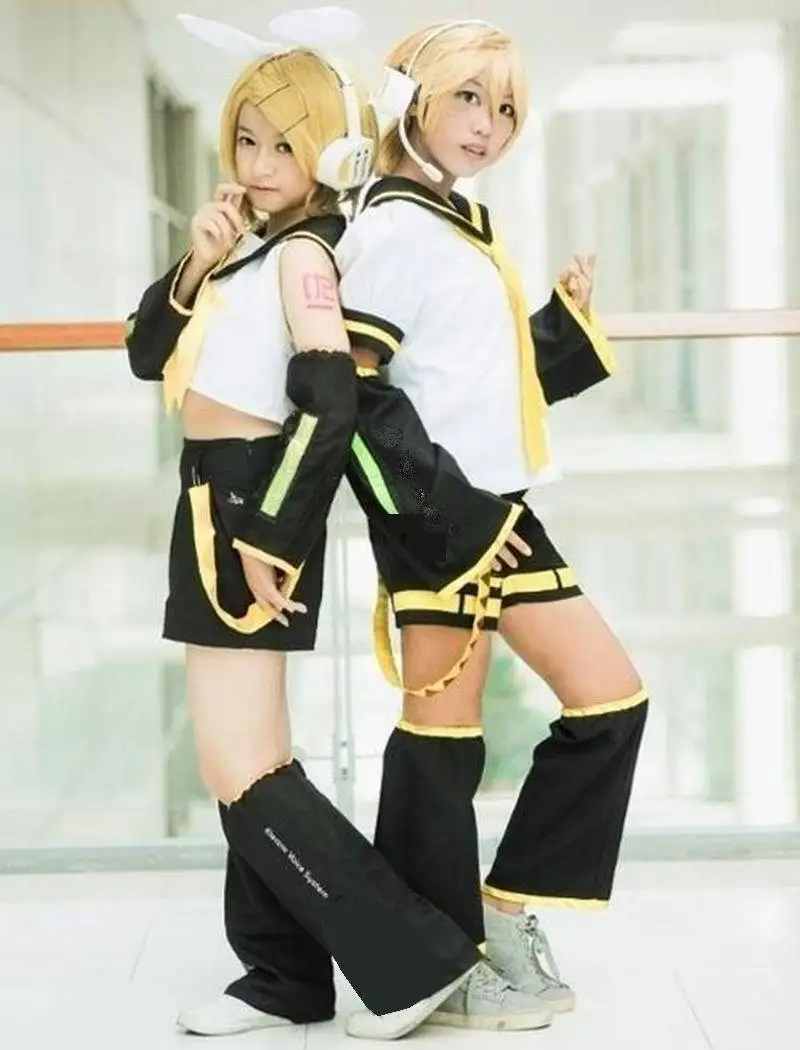 Uniforme cosplay conjuntos de trajes completos espelho twins jk uniforme terno rin len halloween topos + shorts cos roupas femininas