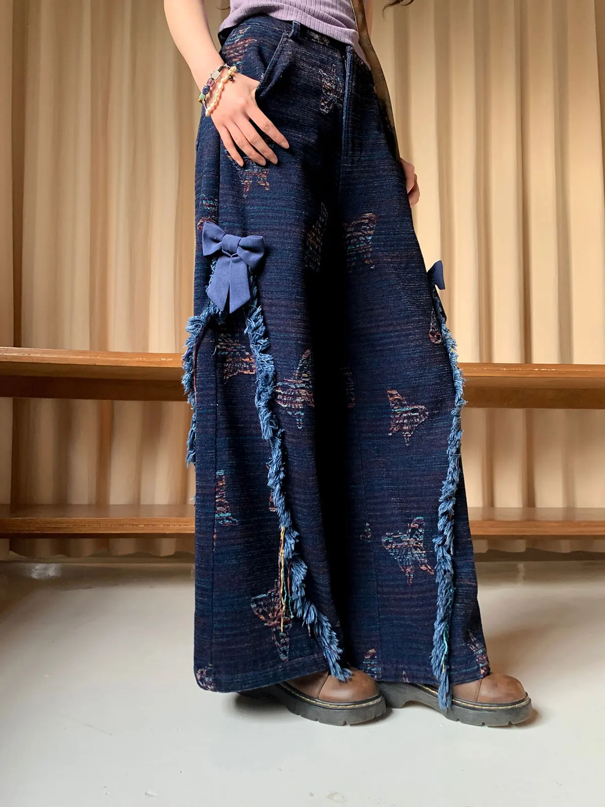 

Женские джинсы прямого кроя больших размеров с рваным краем, повседневные, из смесового хлопка, с узлом, весенняя мода, большие размеры