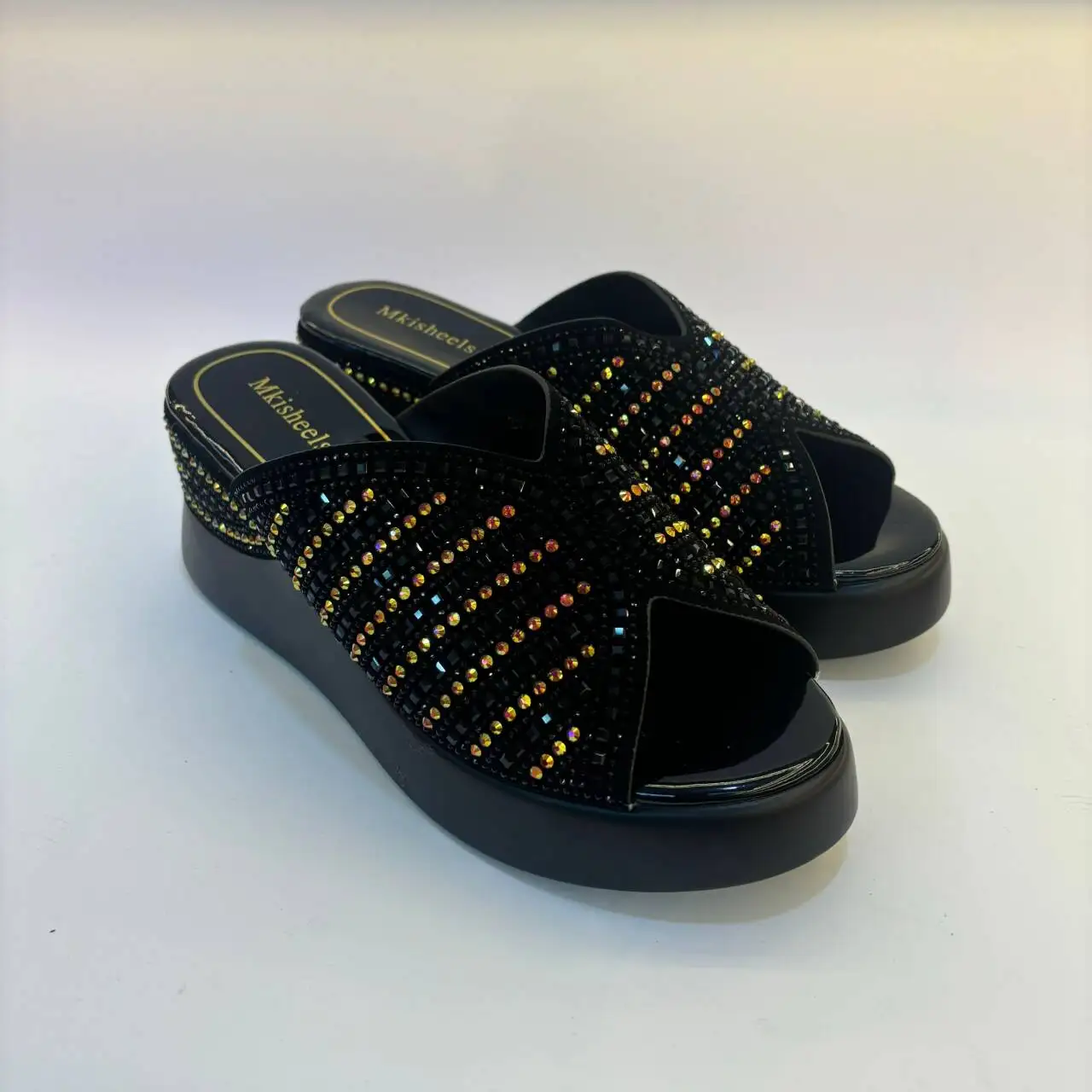 Latest Open-toed Rhinestones Sandals African Women\'s Shoes Women\'s Party Design Slippers Lightweight Ladies Women Shoes 37-42