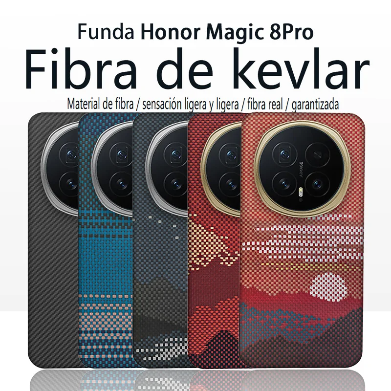 Funda protectora magnética de fibra de carbono para Honor Magic 8 y Magic 8 Pro Magsafe, funda de carga 600D, funda magnética de fibra de aramida