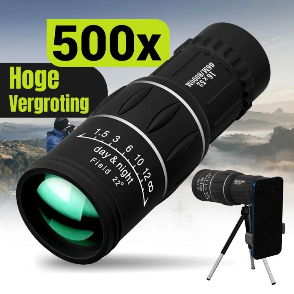 Telescopio Monocular 16x52, alcance con Zoom óptico de doble enfoque de alta potencia, gran aumento, telescopio nocturno de largo alcance
