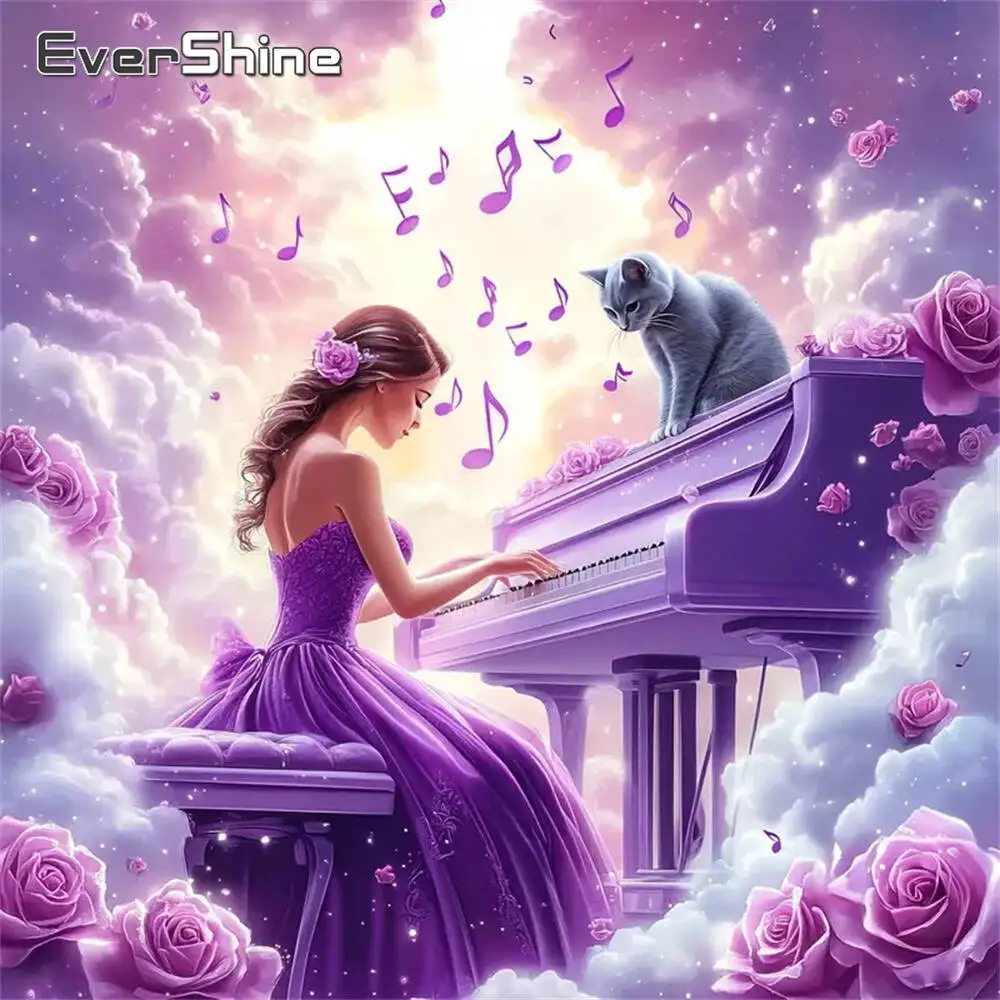 Evershine Diamant-Gemälde, Hund, Tier, Cartoon, komplett, quadratisch, rund, Diamant-Mosaik, Badezimmer, DIY-Bastelset, Heimdekoration