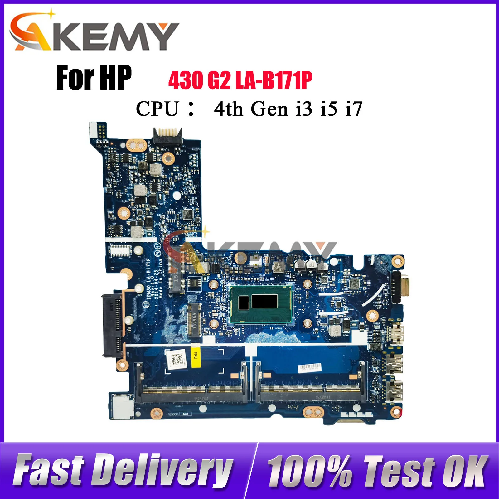 

LA-B171P For HP ProBook 430 G2 Laptop Motherboard With i3 i5 i7 4th 5th Gen CPU 774515-001 798060-601 100% Fully Tested