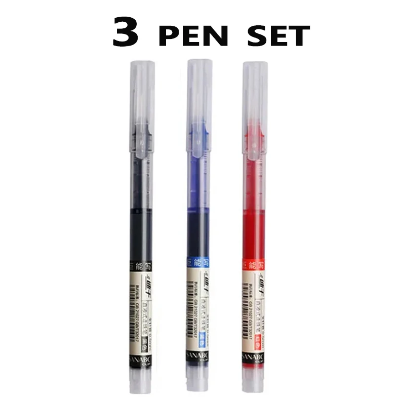 3-5 stuks rechte vloeibare gelpen sneldrogend, grote capaciteit 0,5 mm zwart blauwe inkt voor schrijven school kantoorbenodigdheden