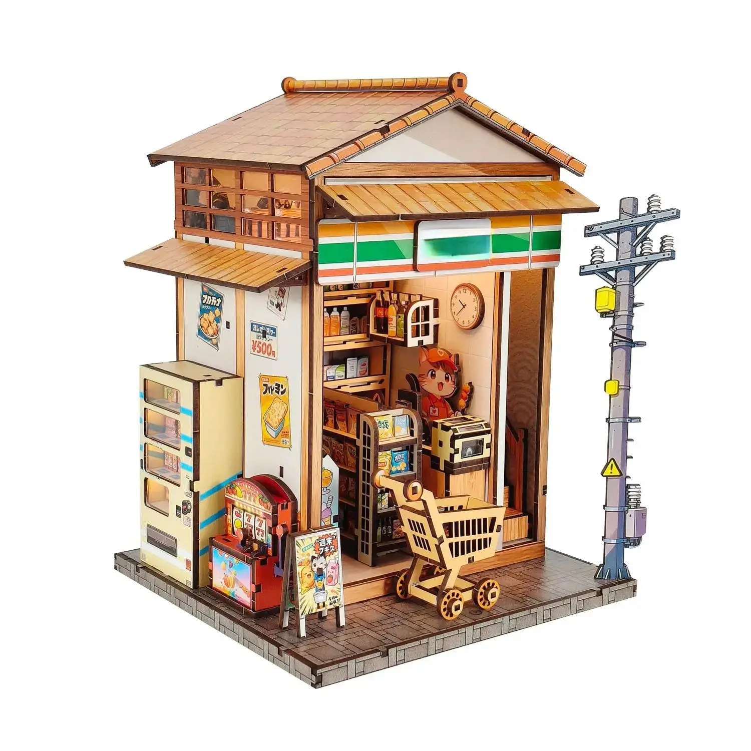 Sakura Vine Alley japonais bricolage dépanneur modèle Miniature 3D-artisanat d'assemblage créatif, ornement stéréo artistique de décoration pour la maison