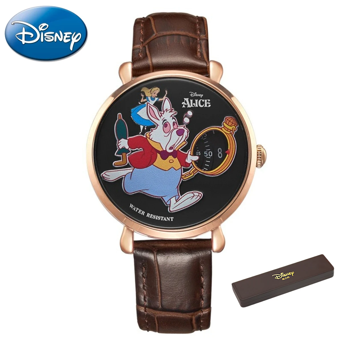 Disney Gift Alice Sleepwalking Wonderland Mr. White Rabbit 2023 Rabbit Year No Point Watch Student Waterproof Relogio Feminino