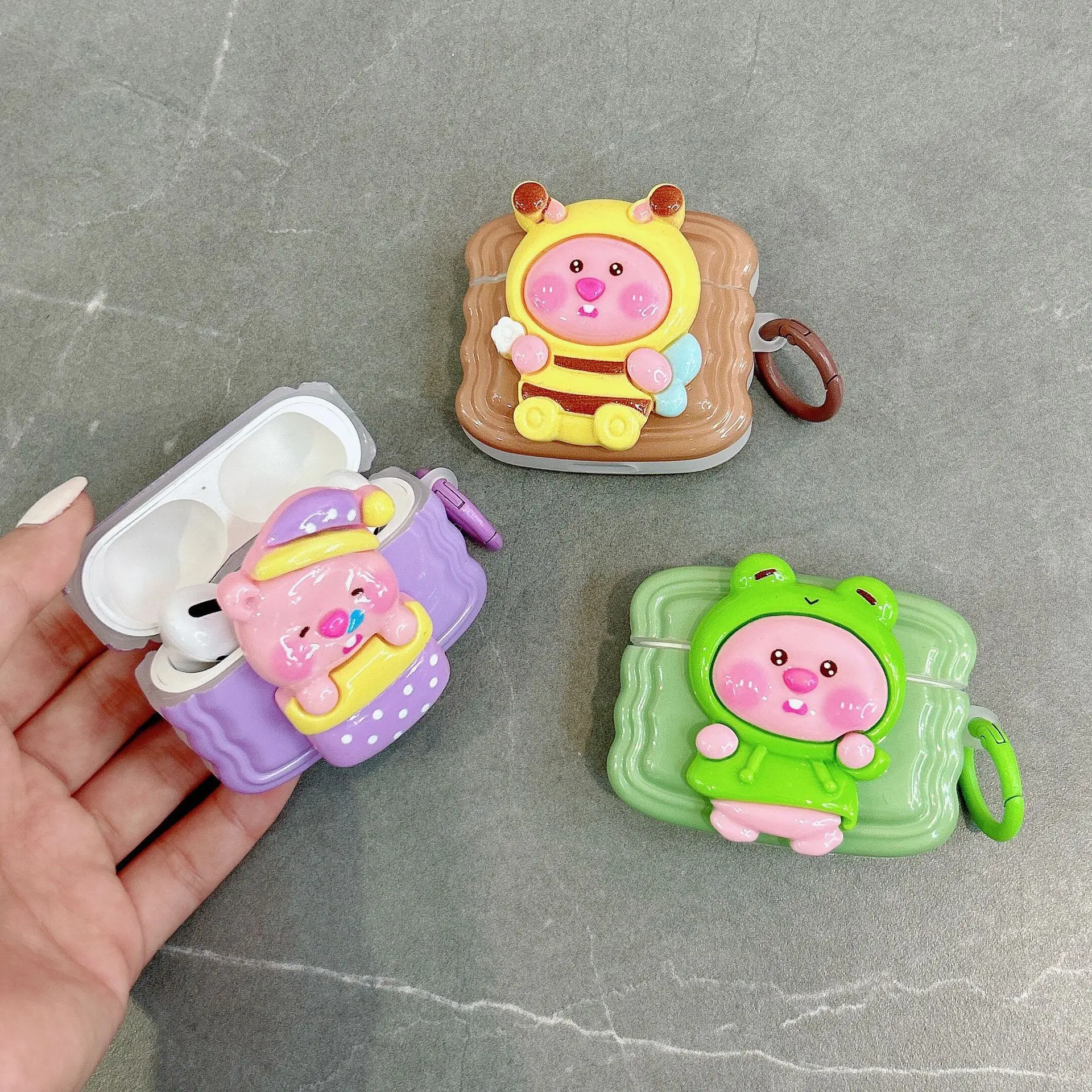 Cute 3D Cartoon Beaver Headphones Case For AirPods1 2 3 With Keychain Soft Protective Wireless Bluetooth Cover For AirPods Pro 2