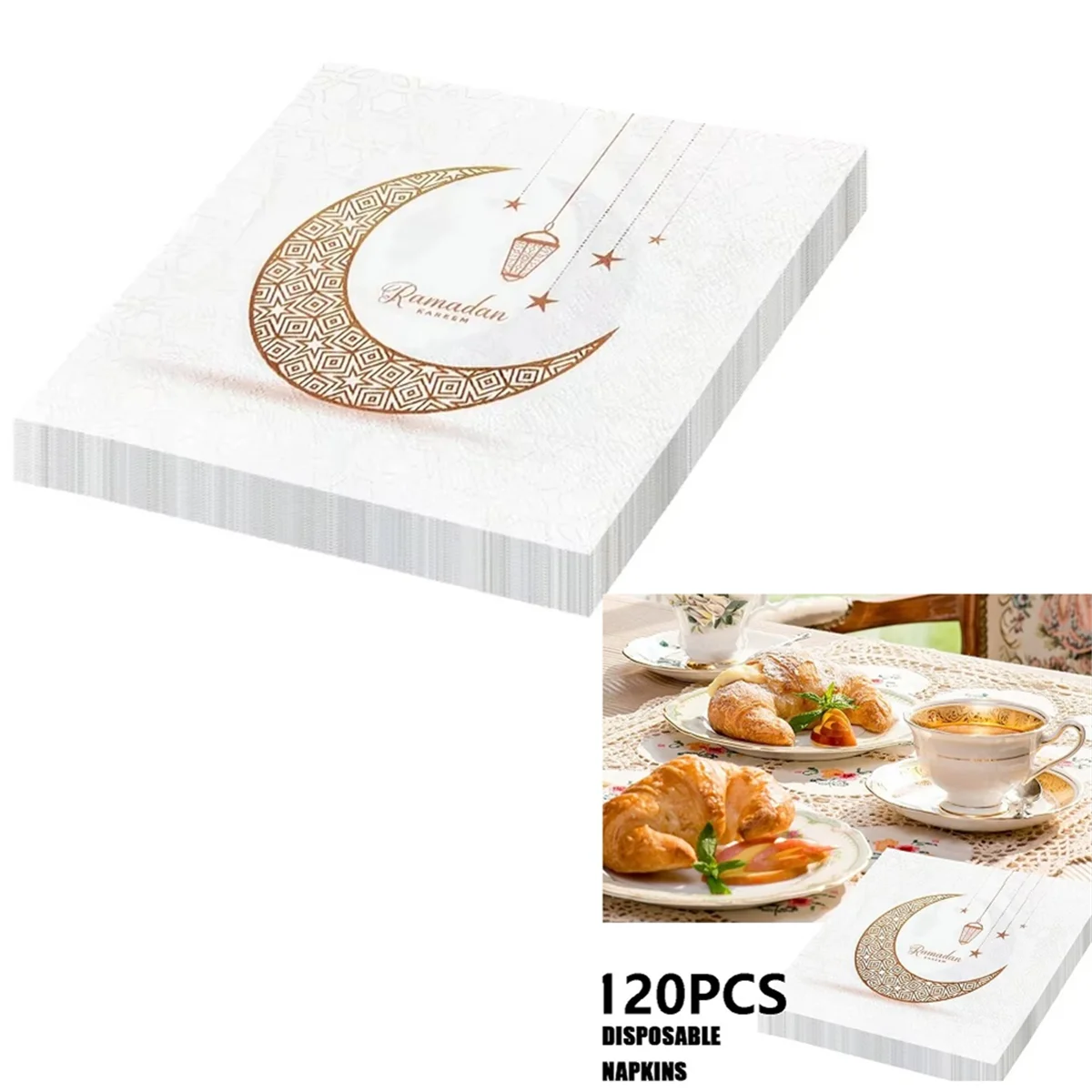 A03R 120PCS RAMADAN Napkin Dinner Table Napkins Paper Disposable Safe Fragrant Free Soft Mouth Wiping Tissue