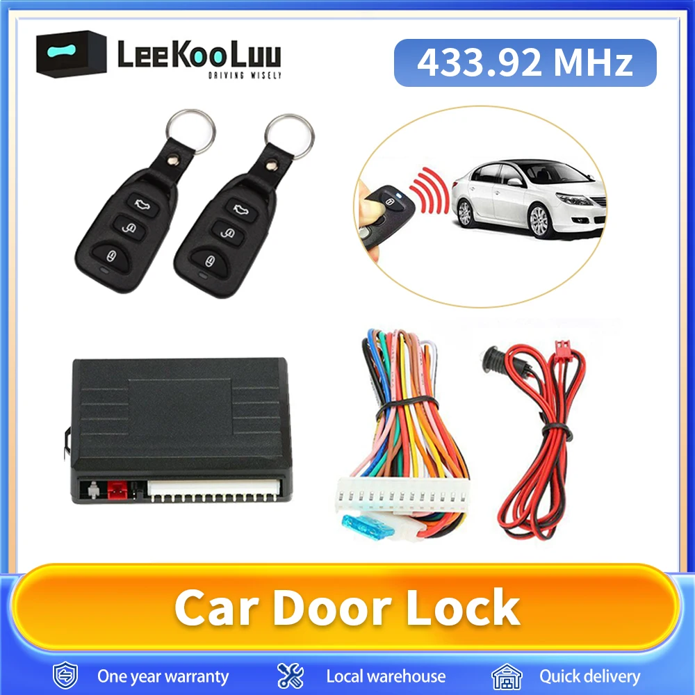 Leekooluu العالمي قفل باب السيارة الجذع الإصدار نظام دخول بدون مفتاح طقم قفل مركزي مع جهاز التحكم عن بعد اكسسوارات السيارات