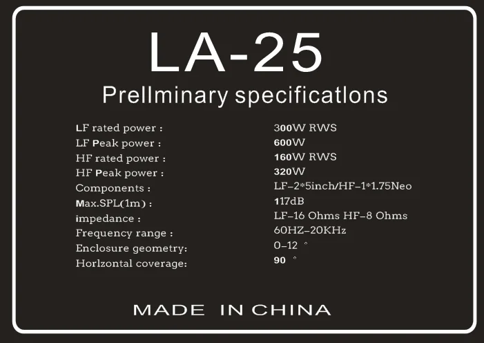 Stereo LA-25 Dual 5 Inch 60Hz-20kHz Surround Sound Line Array Speaker Cabinet