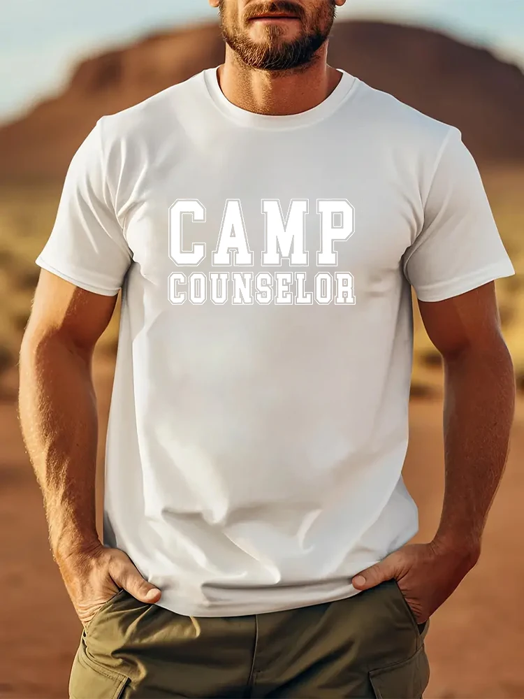 CAMP Counselor Men's T-shirt Short Sleeve Tees Loose T-shirt Man Tops New Men T shirt Cotton Print Tee Tops Fashion Clothing