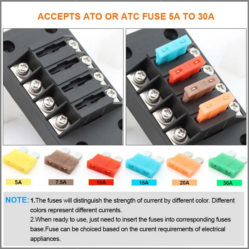 Super Sale 4-in 4-Out 4-Way Blade-Type Fuse Holder for Automobiles Trucks Etc