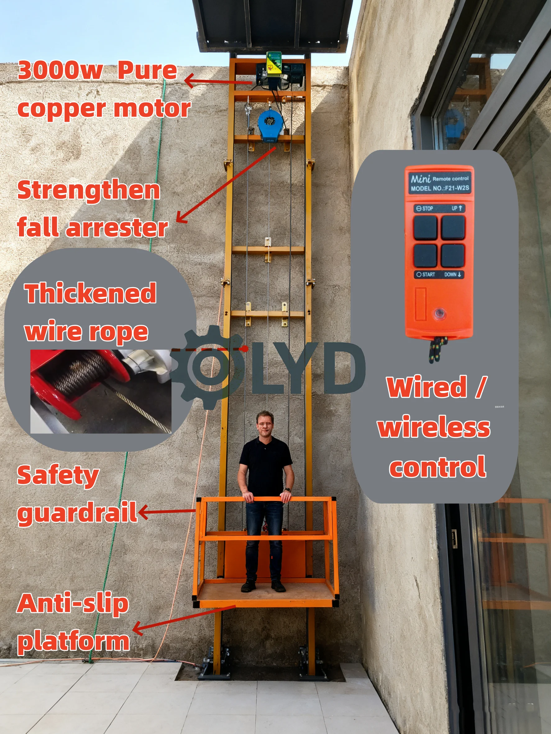 مستودع رفع منزلي آمن مصمم خصيصًا | مصعد شحن هيدروليكي مضاد للسقوط للفيلا والمتجر والمستودعات #4